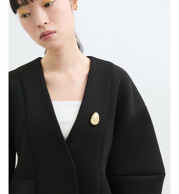 ADAM ET ROPE'「【洗える】エッグブローチ付きペプラムカーディガン」|カーディガン|クロメイン