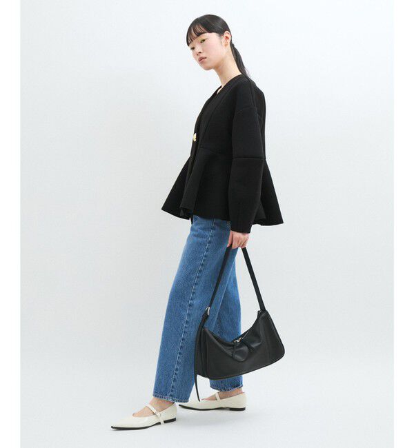 ADAM ET ROPE'「【洗える】エッグブローチ付きペプラムカーディガン」|カーディガン|