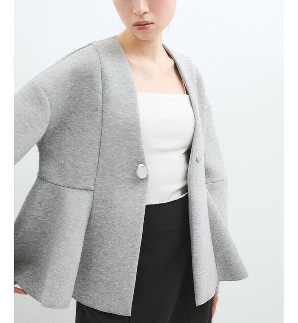 ADAM ET ROPE'「【洗える】エッグブローチ付きペプラムカーディガン」|カーディガン|