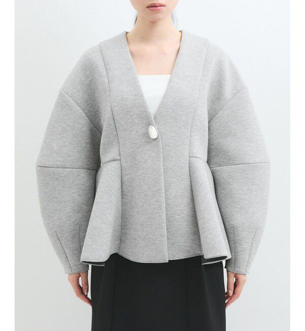 ADAM ET ROPE'「【洗える】エッグブローチ付きペプラムカーディガン」|カーディガン|