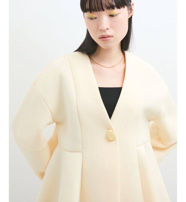 ADAM ET ROPE'「【洗える】エッグブローチ付きペプラムカーディガン」|カーディガン|