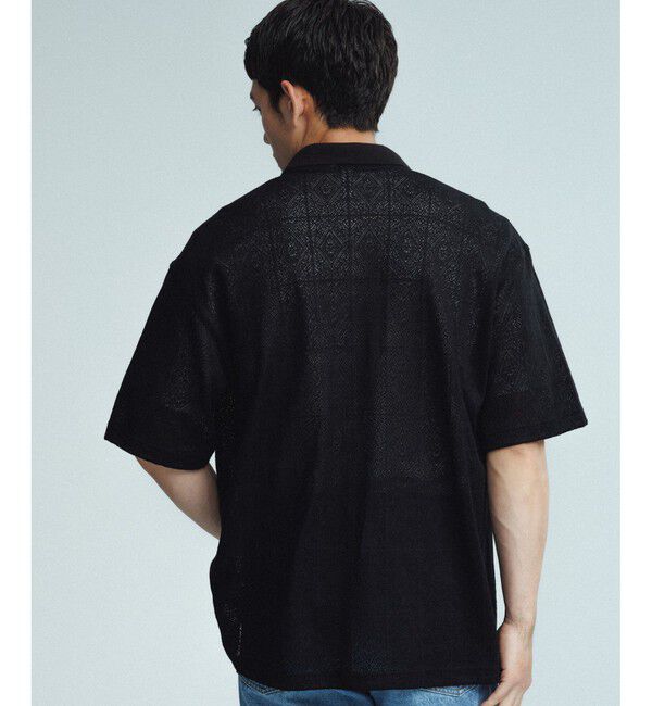 ADAM ET ROPE'「メッシュジャガード ボックスシルエット ニットポロ / ロングシーズン着用可能」|ポロシャツ|