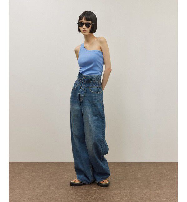 ADAM ET ROPE'「【サステナブル】ロングタブベルトバレルデニム」|デニム|