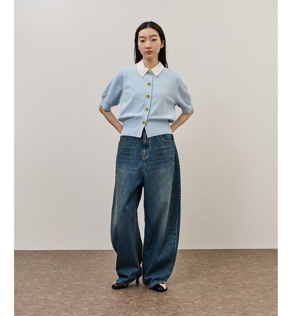 ADAM ET ROPE'「【サステナブル】ロングタブベルトバレルデニム」|デニム|