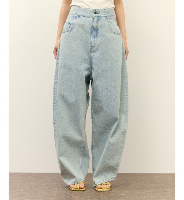 ADAM ET ROPE'「【サステナブル】ロングタブベルトバレルデニム」|デニム|