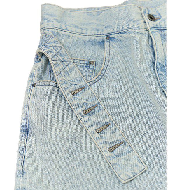 ADAM ET ROPE'「【サステナブル】ロングタブベルトバレルデニム」|デニム|