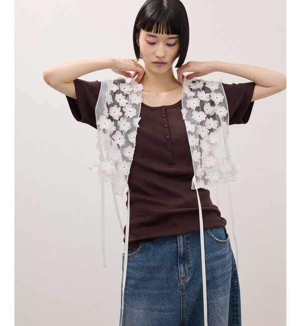 ADAM ET ROPE'「フラワーチュール2WAYトップス」|シャツ・ブラウス|