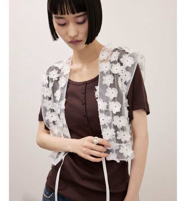 ADAM ET ROPE'「フラワーチュール2WAYトップス」|シャツ・ブラウス|