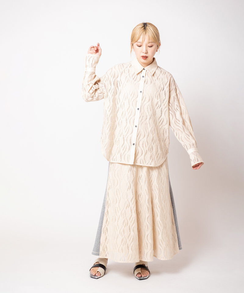  「レース切替マーメイドスカート」|スカート|