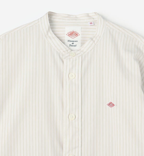  「DANTON | コットンポプリン 長袖バンドカラーシャツ STRIPE WOMEN」|シャツ・ブラウス|
