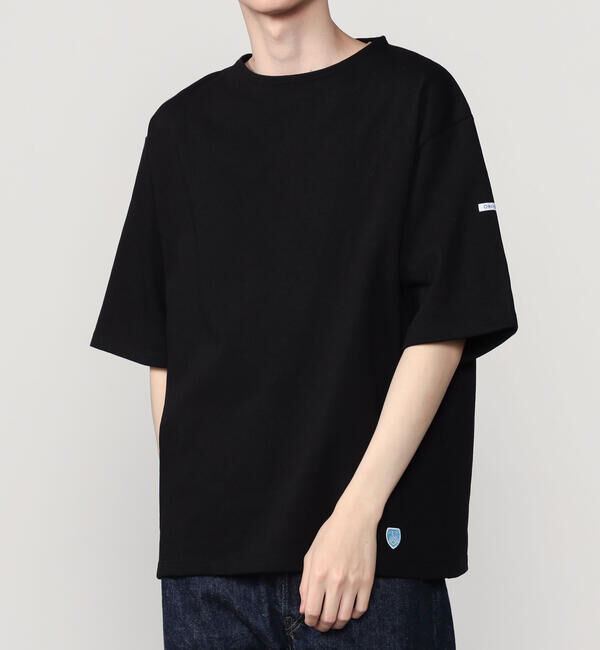 ORCIVAL「ORCIVAL | コットンロード クルーネック 半袖バスクシャツ MEN」|Tシャツ・カットソー|BLACK