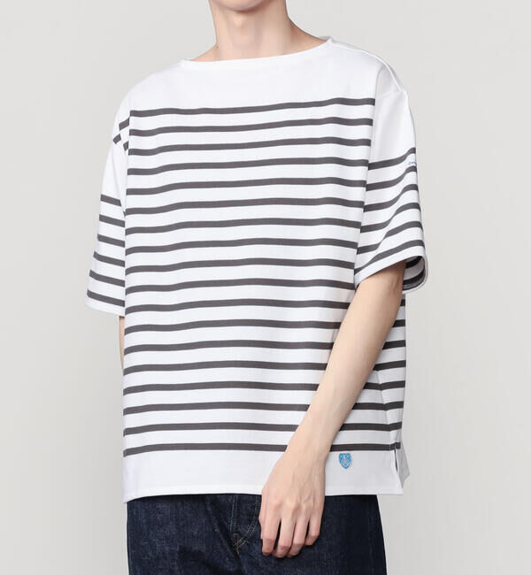 ORCIVAL「ORCIVAL | ラッセル ワイド ボートネック 半袖バスクシャツ MEN」|Tシャツ・カットソー|GREY系1