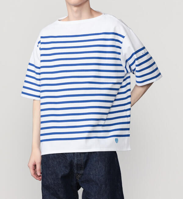 ORCIVAL「ORCIVAL | ラッセル ワイド ボートネック 半袖バスクシャツ MEN」|Tシャツ・カットソー|BLUE系1