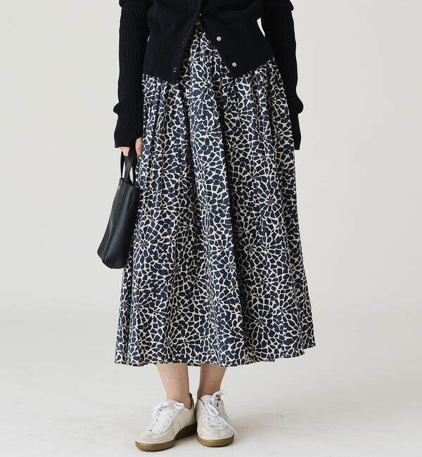 ORCIVAL「ORCIVAL | コットンポプリン プリントAラインスカート WOMEN」|スカート|NAVY系1