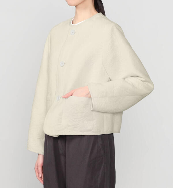 ORCIVAL「ORCIVAL | コットンポリジャカード ラウンドネックジャケット WOMEN」|ノーカラージャケット|