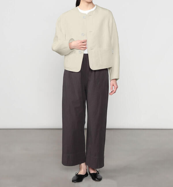 ORCIVAL「ORCIVAL | コットンポリジャカード ラウンドネックジャケット WOMEN」|ノーカラージャケット|