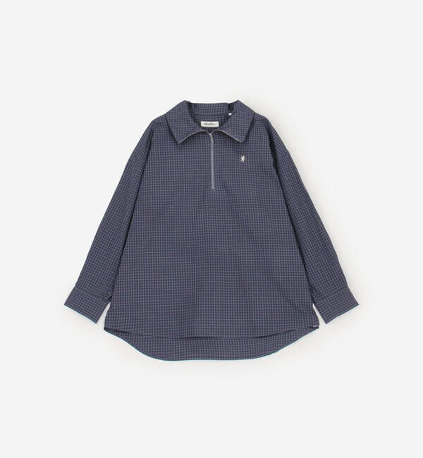 GYMPHLEX「Gymphlex | コットン ハーフジップ 長袖チェックシャツ WOMEN」|シャツ・ブラウス|