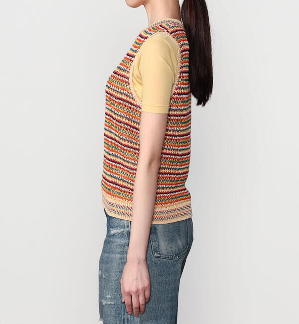  「COOHEM | マルチボーダー ニットベスト WOMEN」|ベスト・ジレ|