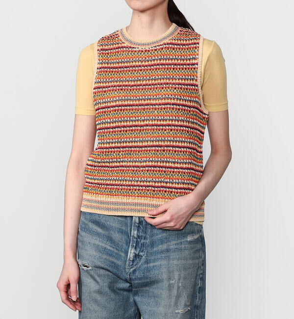  「COOHEM | マルチボーダー ニットベスト WOMEN」|ベスト・ジレ|