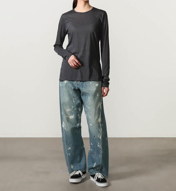  「GOOD PEOPLE GOOD STITCHING GOOD PRODUCT | サイドスリット クルーネックロングスリーブTシャツ WOMEN」|Tシャツ・カットソー|