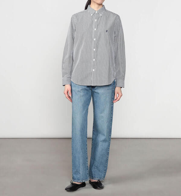 GYMPHLEX「Gymphlex | コットン 長袖ボタンダウンシャツ STRIPE WOMEN」|シャツ・ブラウス|