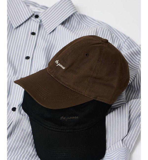  「【THE PAUSE】コットン刺繍キャップ」|ハット|ブラウン