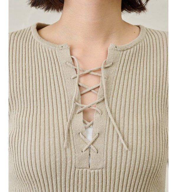  「RAW SILKレースアッププルオーバー」|ニット・セーター|