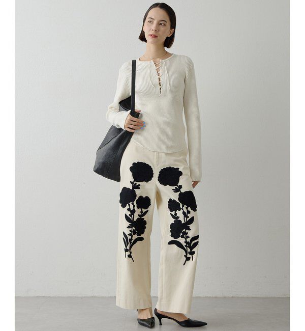  「コード刺繍パンツ」|チノ|