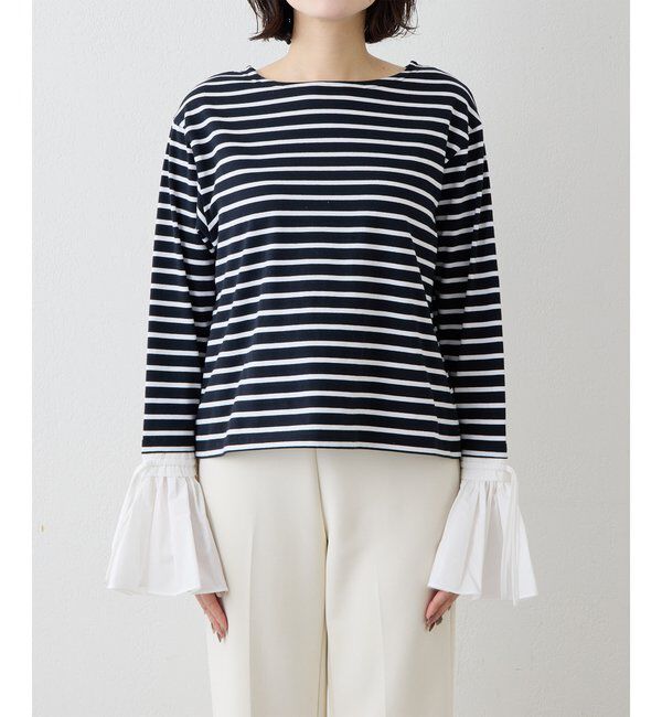 THE PAUSE「【THE PAUSE】フレアカフスボーダープルオーバー」|Tシャツ・カットソー|