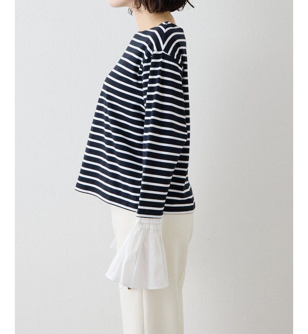 THE PAUSE「【THE PAUSE】フレアカフスボーダープルオーバー」|Tシャツ・カットソー|