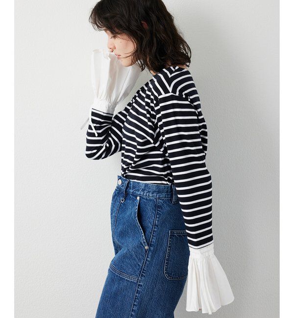 THE PAUSE「【THE PAUSE】フレアカフスボーダープルオーバー」|Tシャツ・カットソー|