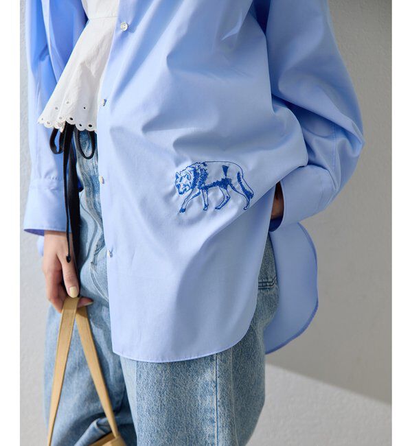  「＜一部カラー期間限定販売＞アニマル刺繍シャツ」|シャツ・ブラウス|