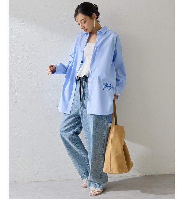  「＜一部カラー期間限定販売＞アニマル刺繍シャツ」|シャツ・ブラウス|