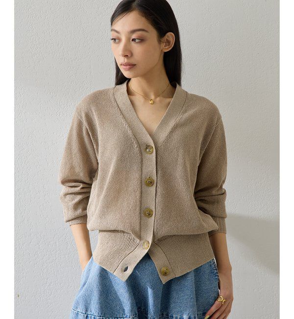  「Vネックペーパーヤーンカーディガン」|ニット・セーター|
