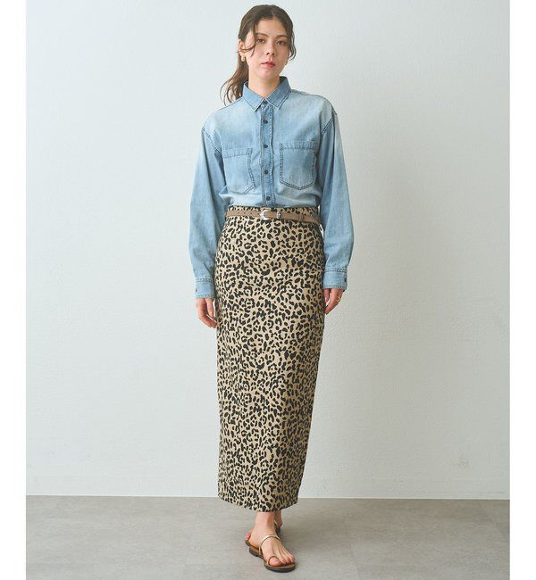  「リネンレオパードスカート」|スカート|