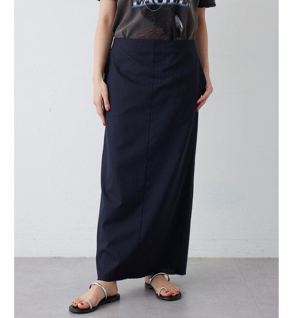  「Iラインスリットスカート」|スカート|ネイビー
