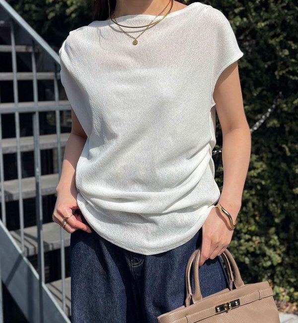  「【上品見えカットソー/シアー】アシメタックフレンチカットソー」|Tシャツ・カットソー|