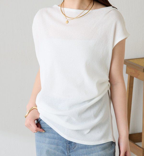  「【上品見えカットソー/シアー】アシメタックフレンチカットソー」|Tシャツ・カットソー|