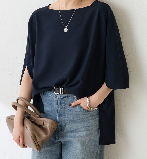  「《体型カバーに◎》ジャージスクエアブラウス」|シャツ・ブラウス|