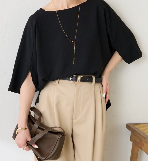  「《体型カバーに◎》ジャージスクエアブラウス」|シャツ・ブラウス|