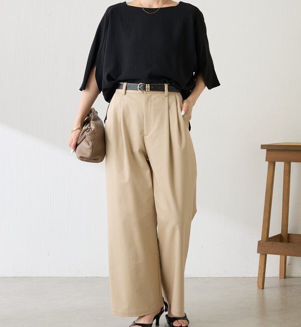  「《体型カバーに◎》ジャージスクエアブラウス」|シャツ・ブラウス|