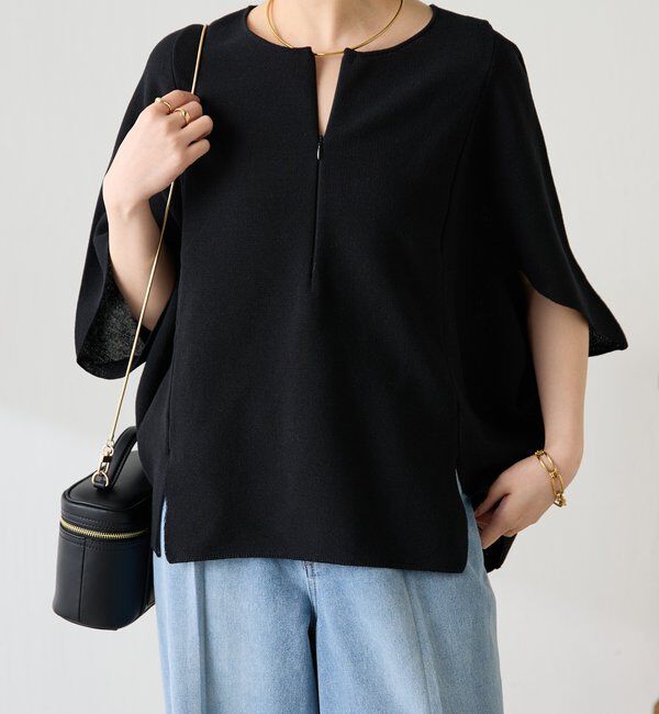  「ジップ変形ドルマンニット」|ニット・セーター|