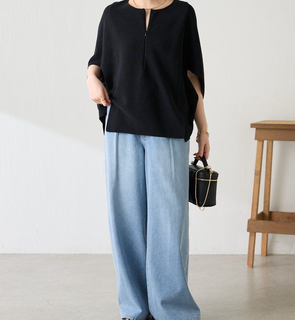  「ジップ変形ドルマンニット」|ニット・セーター|