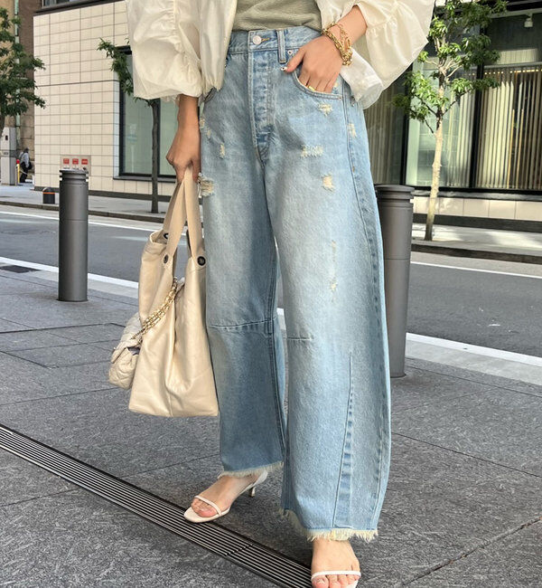  「【ベストセラーアイテム】ダメージカーブデニム」|デニム|