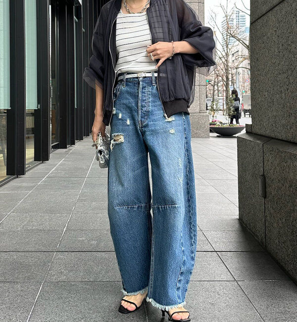  「【ベストセラーアイテム】ダメージカーブデニム」|デニム|