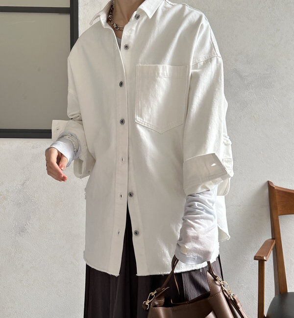  「【新色追加】ダメージデニムシャツ」|シャツ・ブラウス|