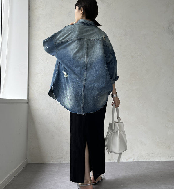  「【新色追加】ダメージデニムシャツ」|シャツ・ブラウス|