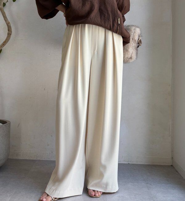  「【累計販売数3万枚突破/21色4サイズ展開！】タックワイドパンツ」|チノ|