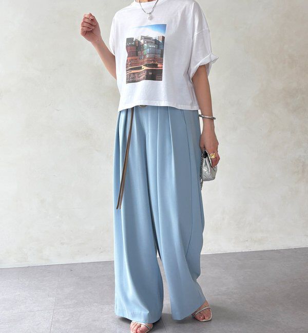  「【累計販売数3万枚突破/21色4サイズ展開！】タックワイドパンツ」|チノ|