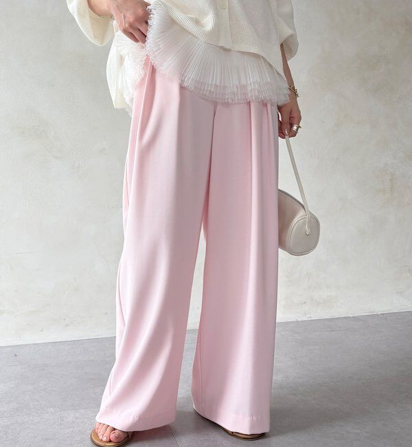  「【累計販売数3万枚突破/21色4サイズ展開！】タックワイドパンツ」|チノ|